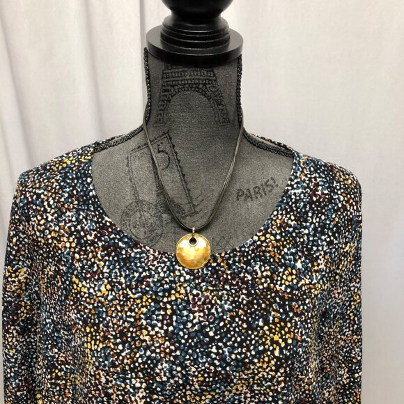 Apt 9 Tunic Womens Size Medium Black Multicolored Speckled Layered Blouse Top - Picture 2 of 9